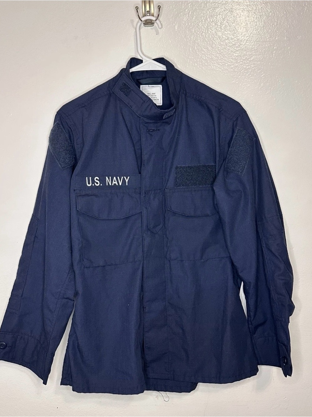 Men's Navy Blue Military Field Jacket with U.S. NAVY Patch